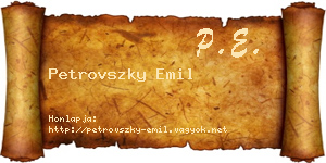 Petrovszky Emil névjegykártya