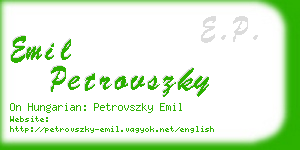 emil petrovszky business card